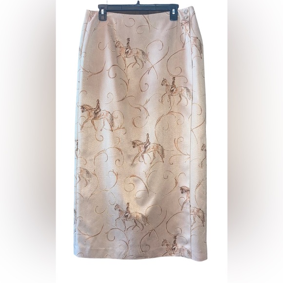 Talbots Dresses & Skirts - Vintage Talbots Equestrian Horse & Rider Straight Maxi Wrap Skirt Size 14